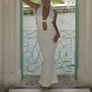 Halter Plunge Neckline Dress